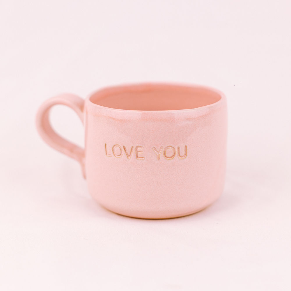 Керамічна чашка «Love you» з тисненням (рожева), 300 мл. Фото 2