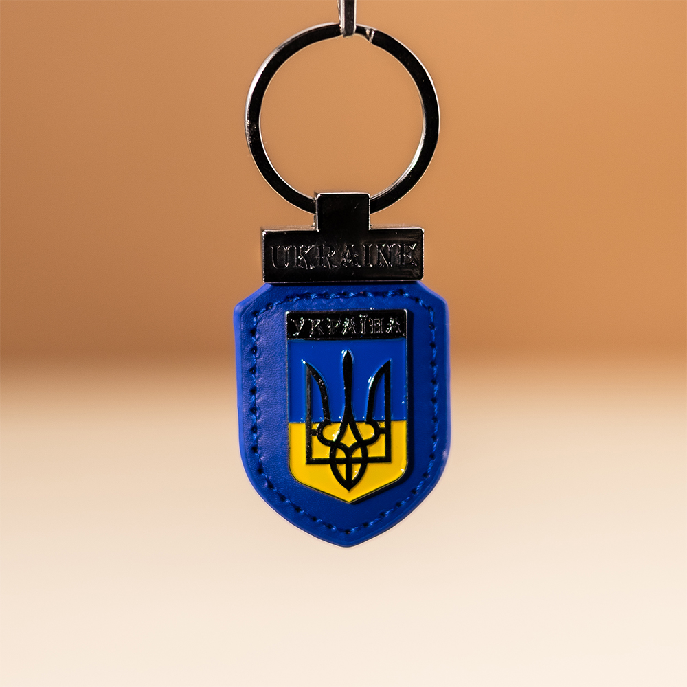 Брелок Тризуб шкіряний синій