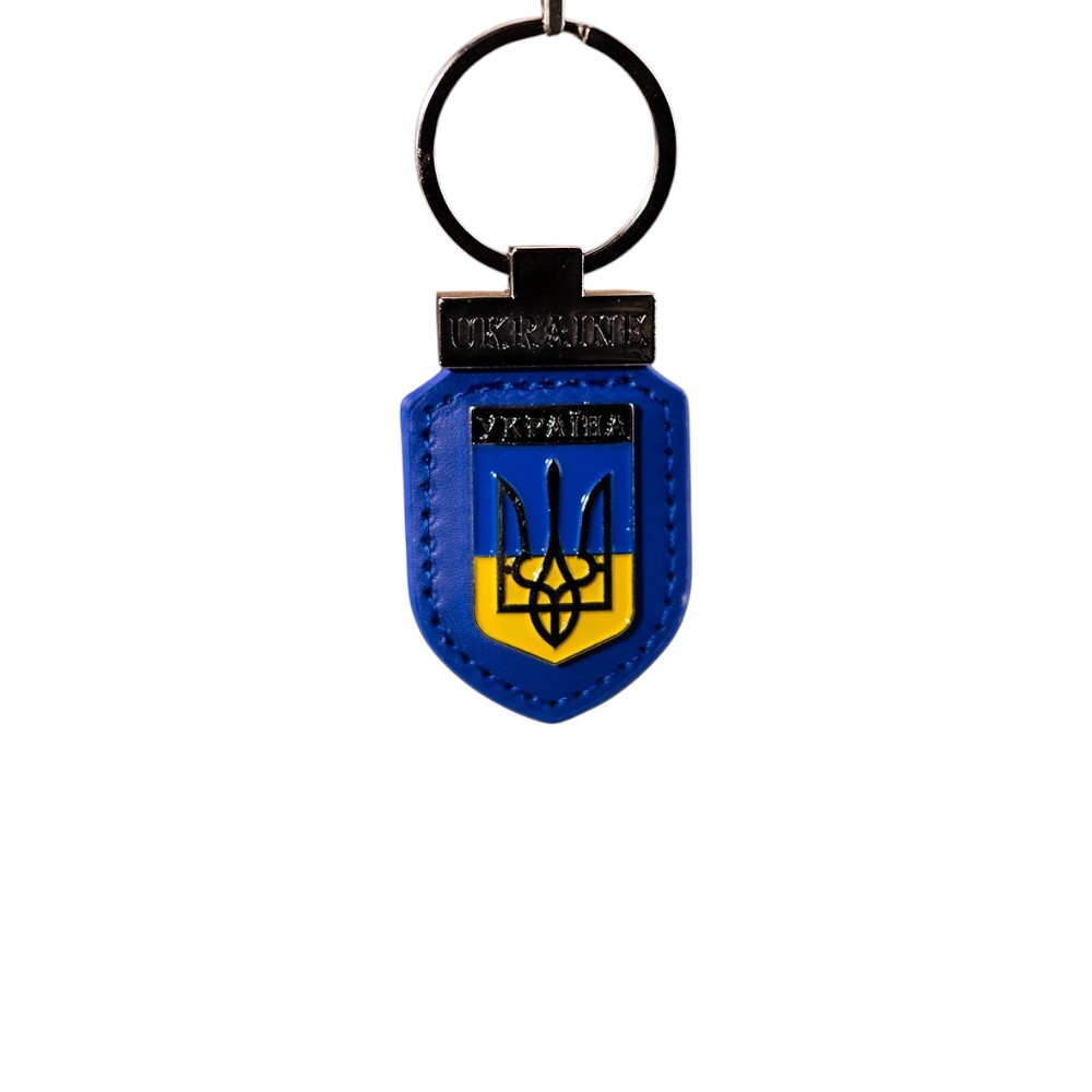 Брелок Тризуб шкіряний синій