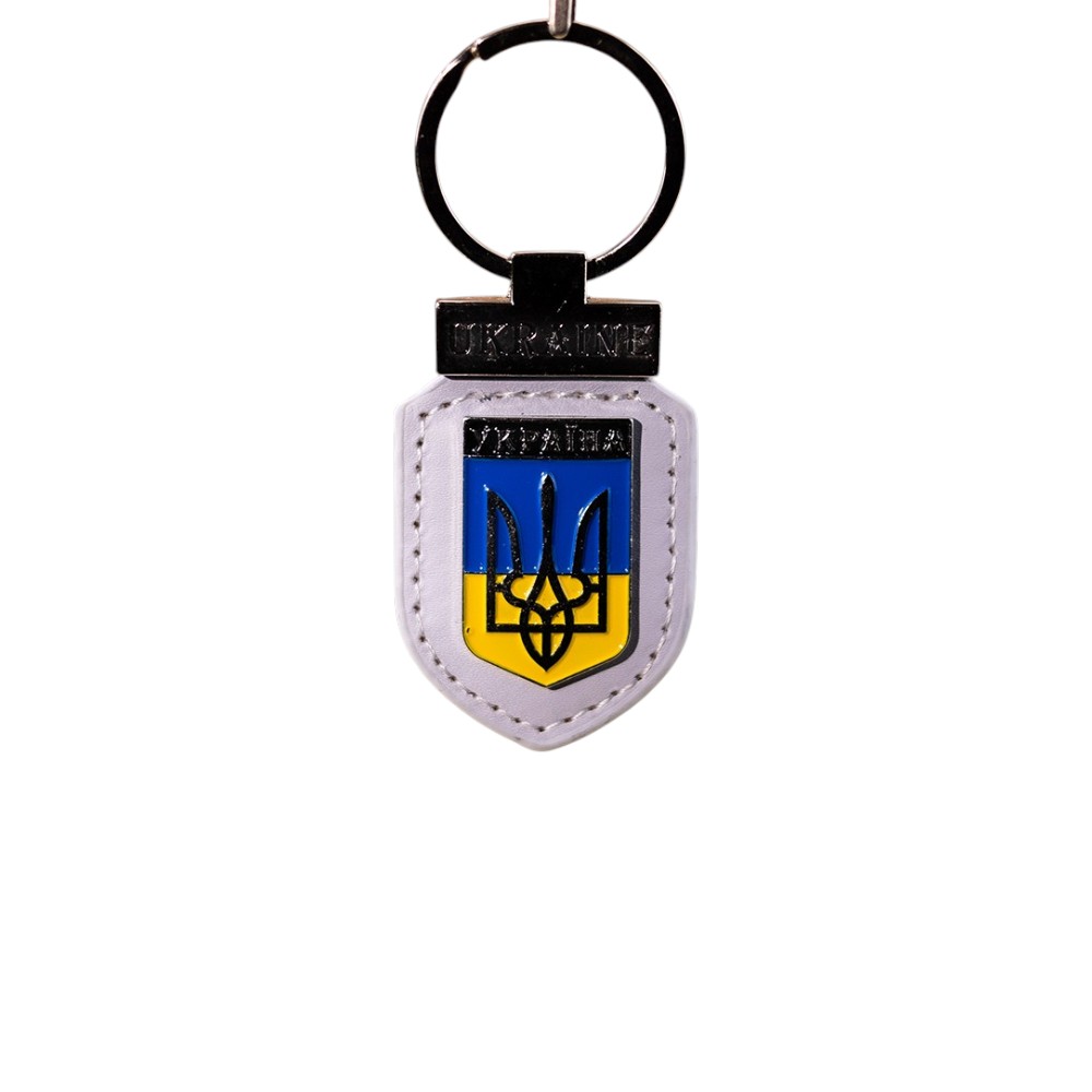 Брелок Тризуб шкіряний білий
