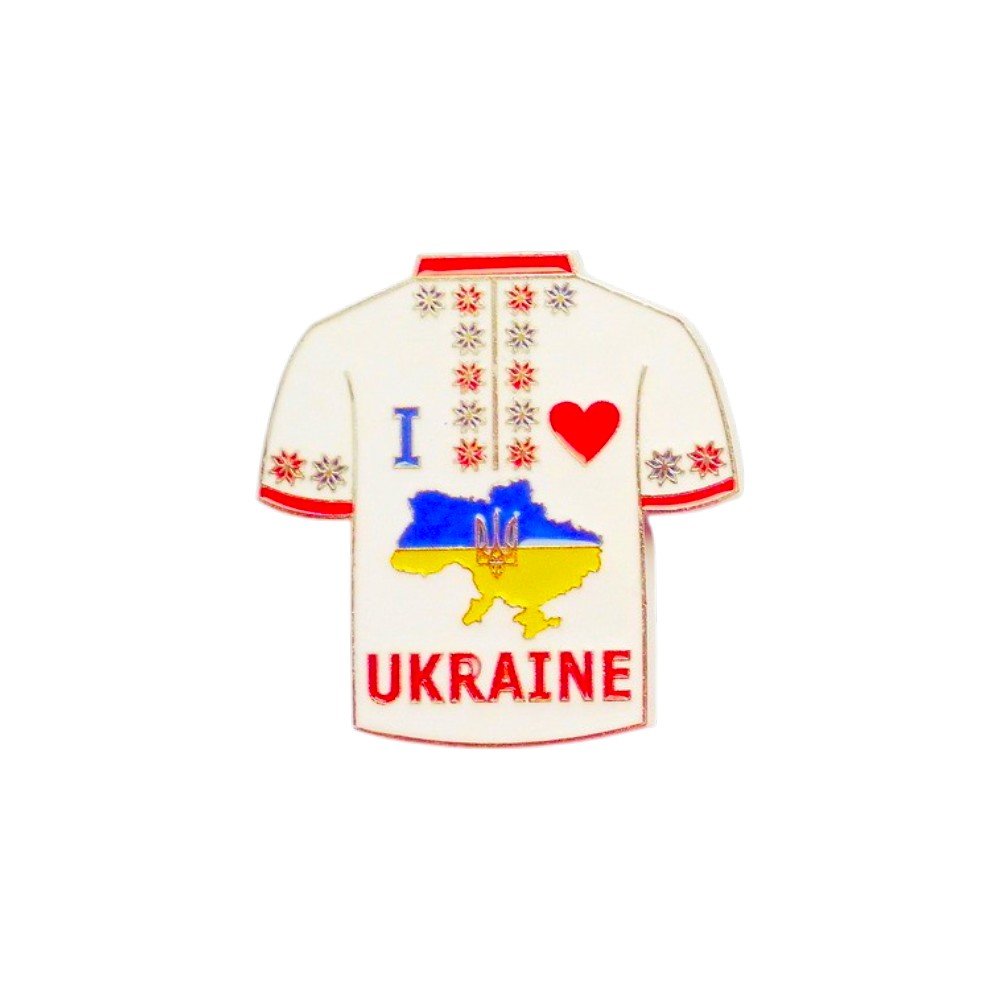 Магніт Вишиванка червона металевий 65*65 мм