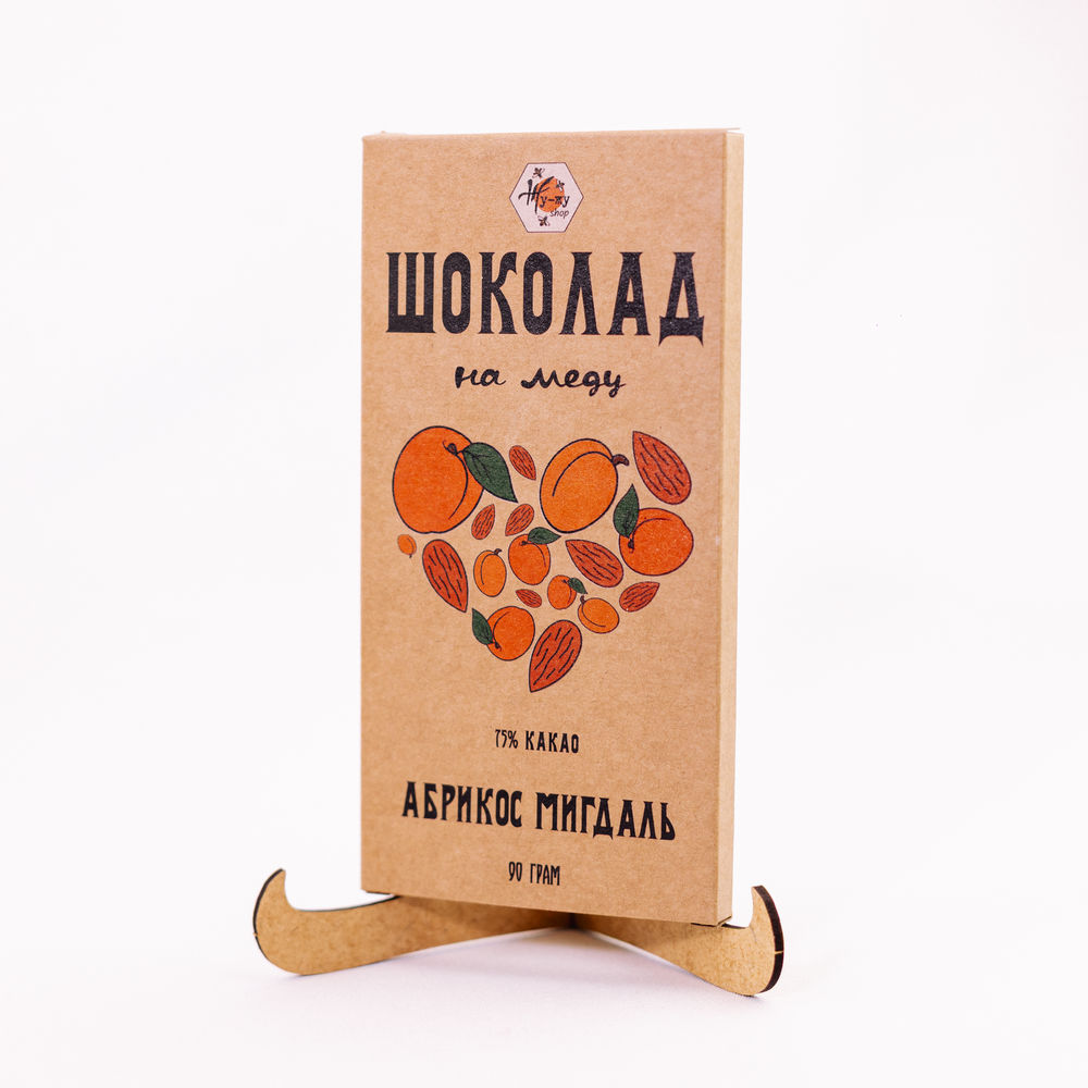 Шоколад на меду «Абрикос та мигдаль», 90 г. Фото 2