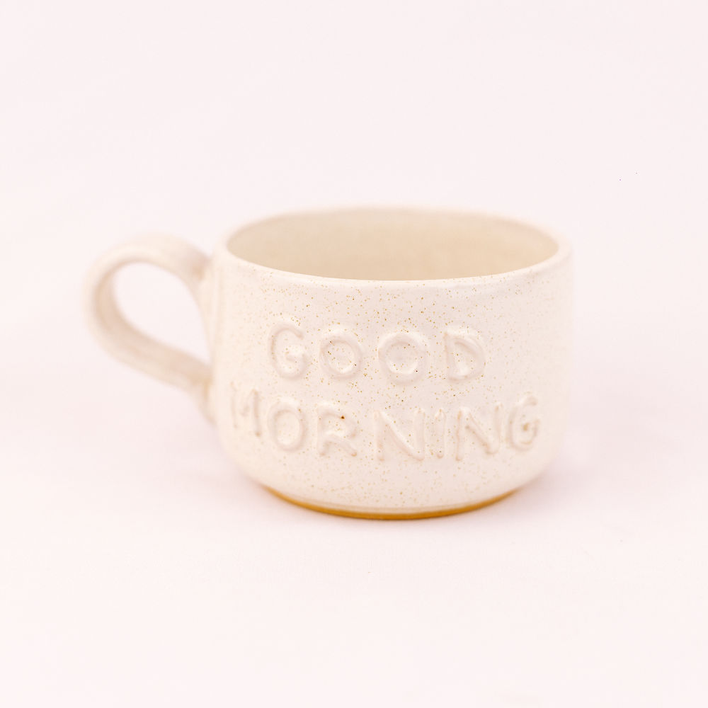 Керамічна чашка «Good Morning» з об'ємним написом (біла), 250 мл