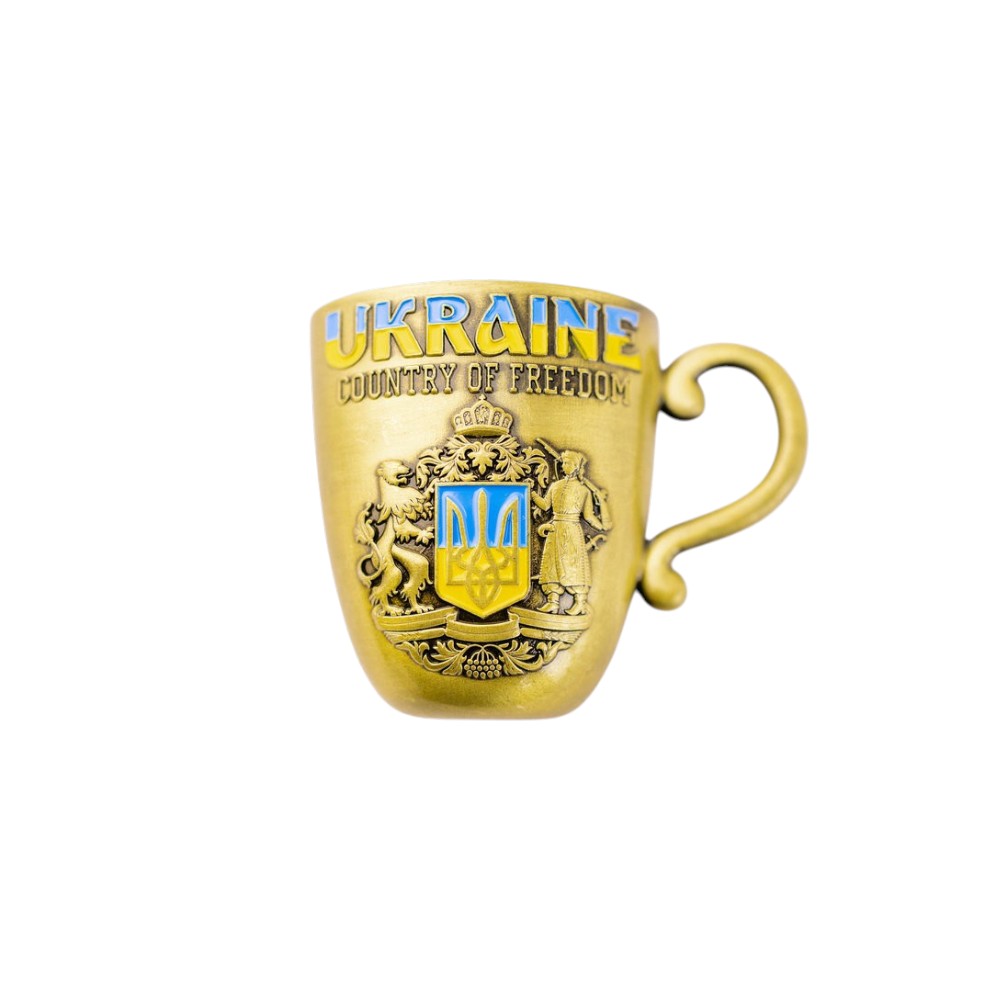 Магніт Герб України кухлик золотий 