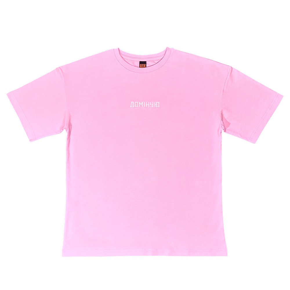 Футболка доміную рожевий oversize M-L . Фото 2